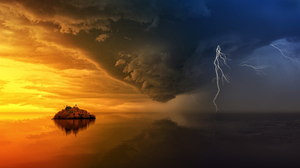 Power transmission lines in storm weather